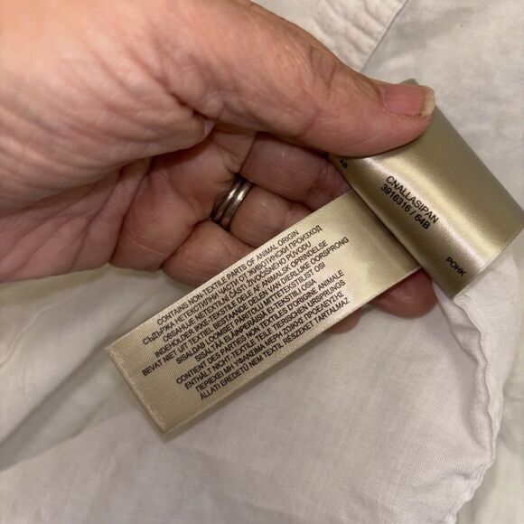 Burberry Brit White NovaCheck Tunic Top 3/4 Roll Tab Sleeve Ramie Blouse XL - Picture 10 of 14